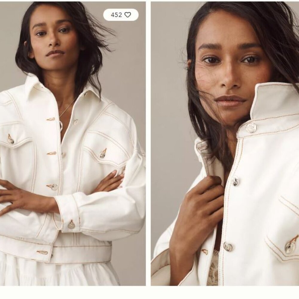 Farm Rio Mini Bomber Jacket Off White - Sz M NWT - Picture 5 of 6